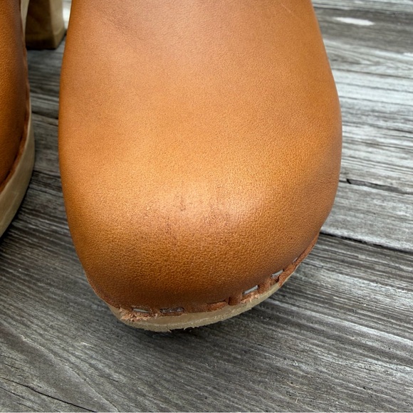 No.6 Palomino Leather Strap Clogs Alder Wood Heel EU 40 US 9 - Picture 4 of 12